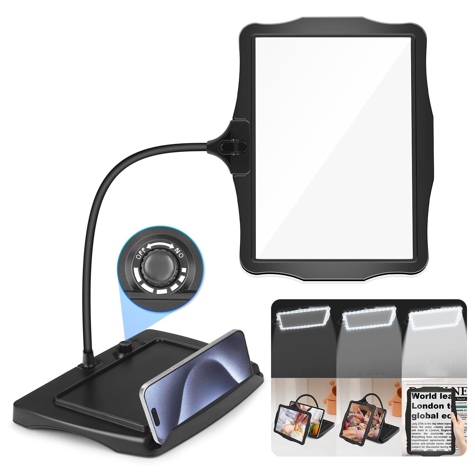 Con Luz Lupa Con Luz 4X, Lu00e1mpara De Escritorio De Cuello De