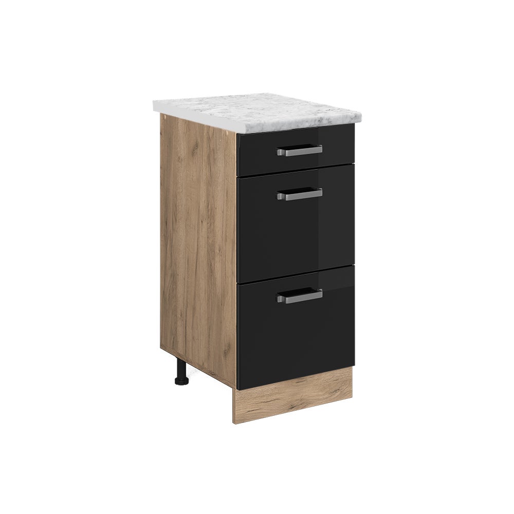 Vicco Szafka dolna do kuchni R-Line, Czarny wysoki połysk, 40 cm BR Marmur