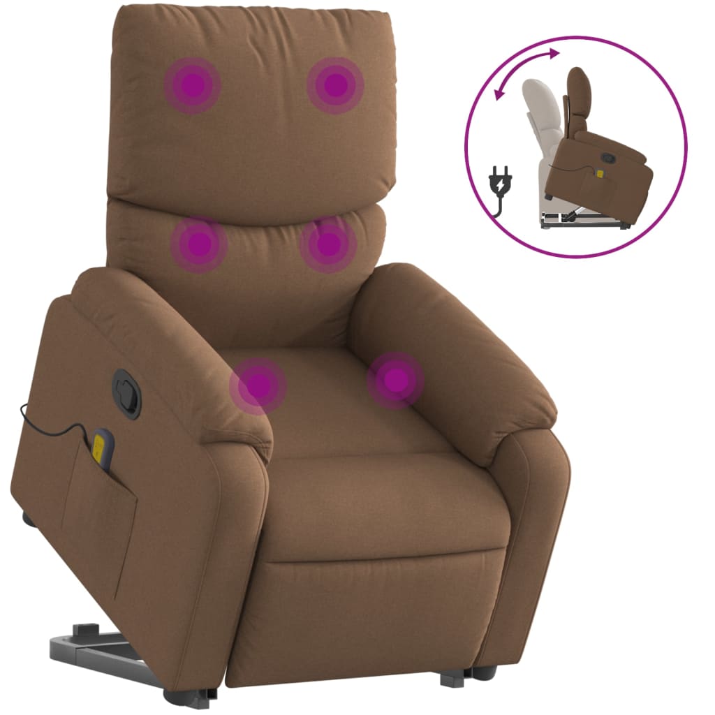 Silla de masaje | sillón de relax | silla de relax reclinable de pie de tela marrón cfw624533