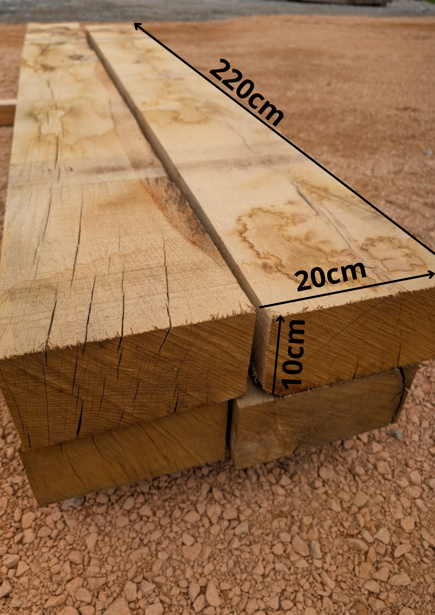 Lot de 4 traverses en chêne naturel 10x20x200cm - 2