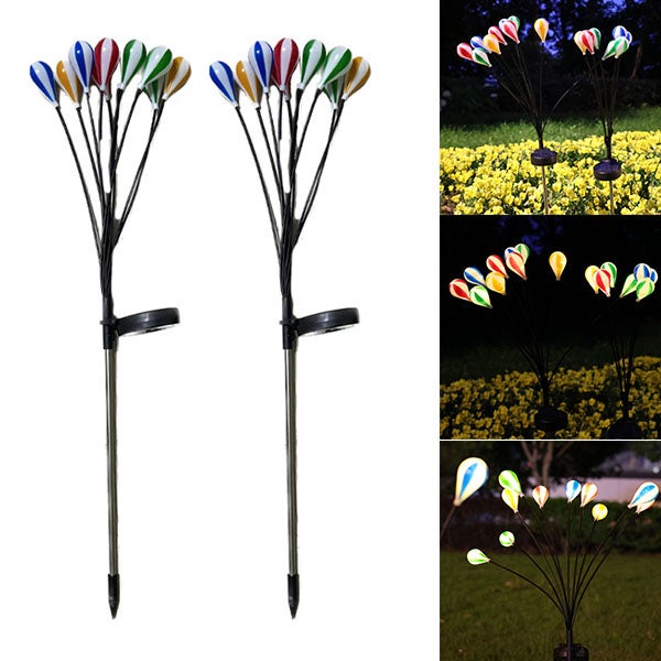 2 sztuki dekoracji zewnętrznej doprowadziły balon słoneczny na gorące powietrze, lampa trawnikowa światło ogrodowe girlanda-ciepłe światło-10 głowic