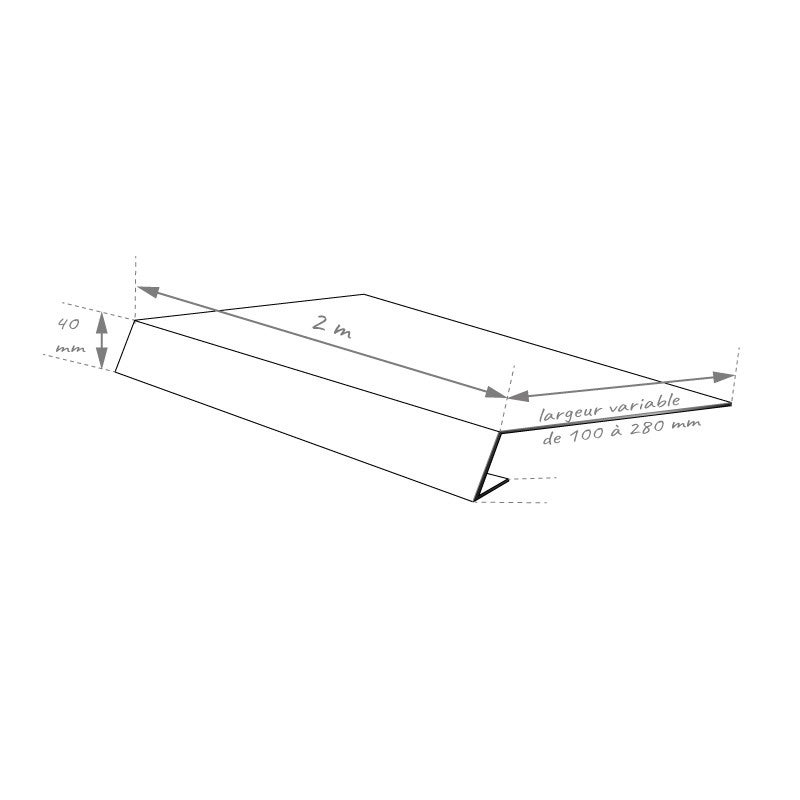 Appui de fenêtre aluminium 15/10eme 2m - 200mm - Gris anthracite RAL7016 - ALUHOME - 2