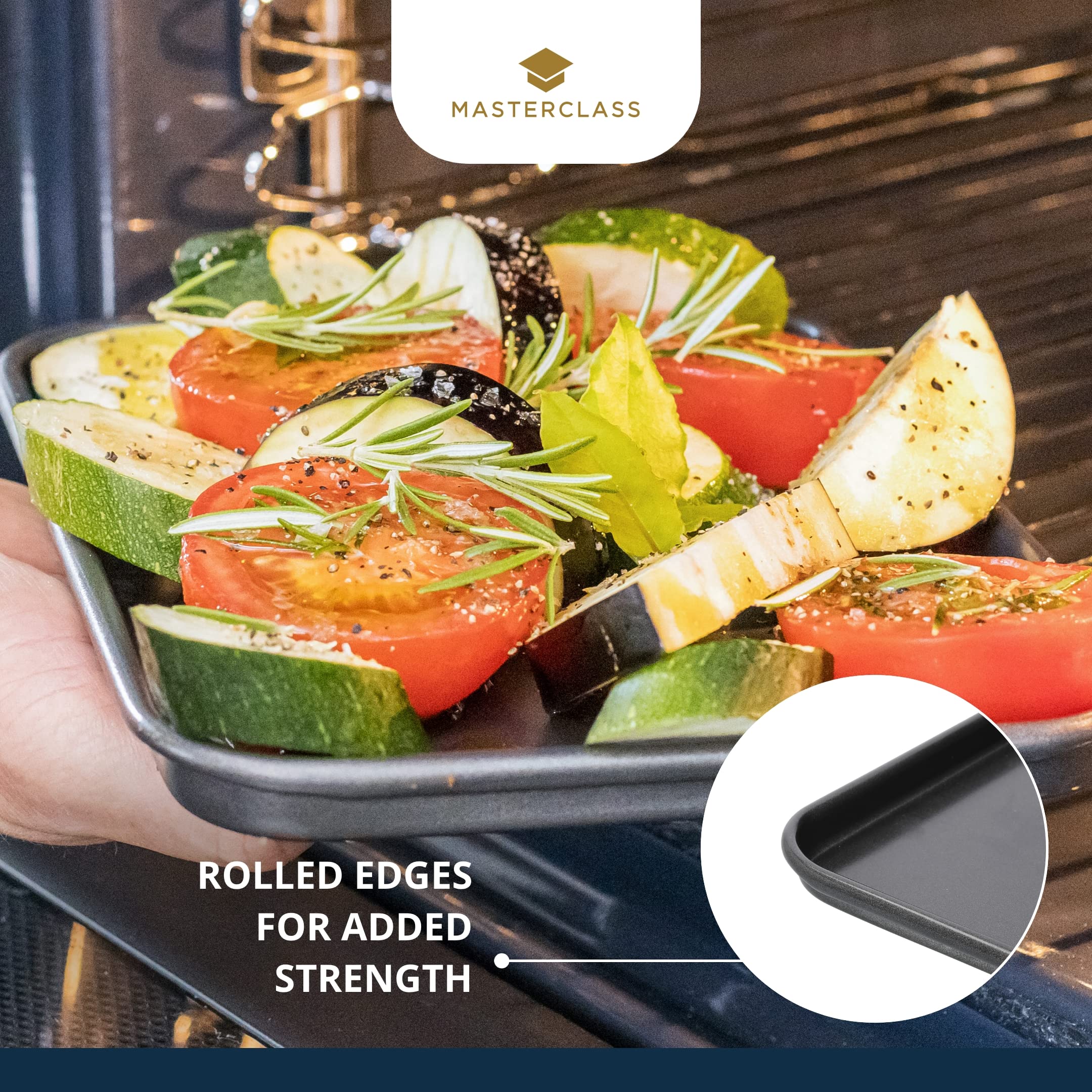 Teglia Da Forno MasterClass Antiaderente - Senza PTFE/PFOA/BPA, Acciaio Al Carbonio 24x18 Cm - Foto 6