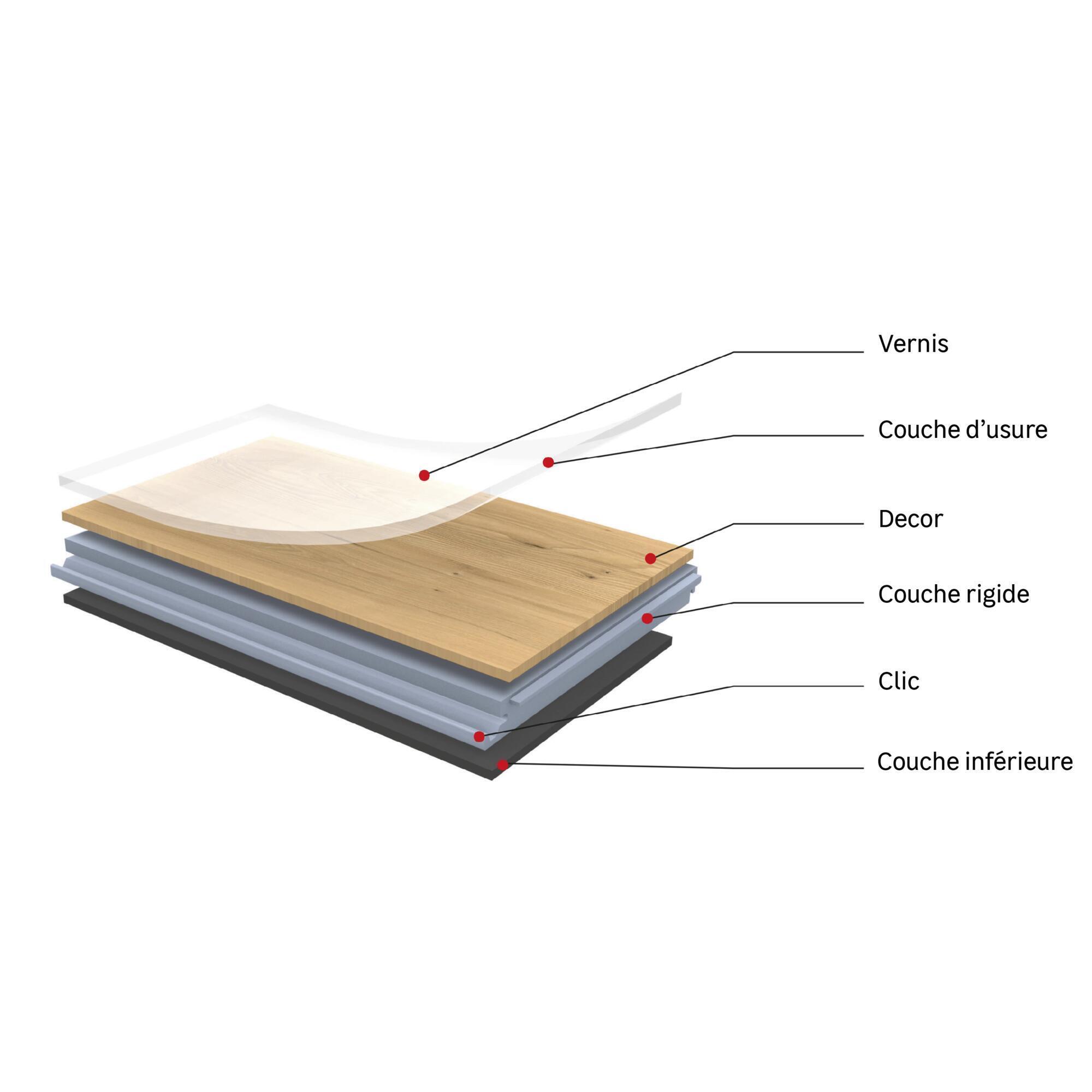 ARTENS - Amostra de tábua de PVC - 28 x 15 cm - Piso de PVC clipável TELMEN2 - INTENSO - Efeito madeira - Bege claro - Espessura 4,5 mm - Classe 33 - 8