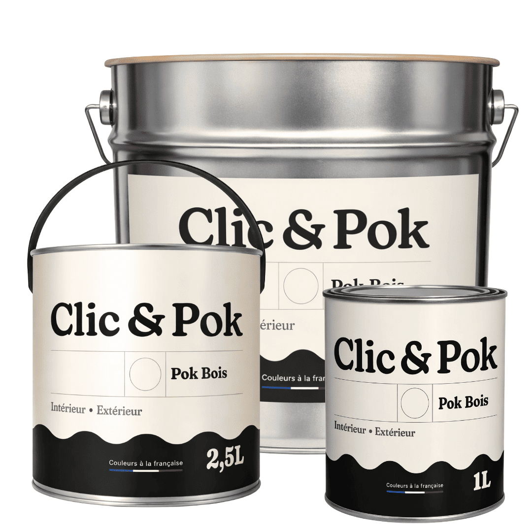 POK BOIS Peinture Bois Extérieur Intérieur – Satinée, Résistante Intempéries UV, Multisupport - 1L - RAL 9010 - Blanc Pur - 5