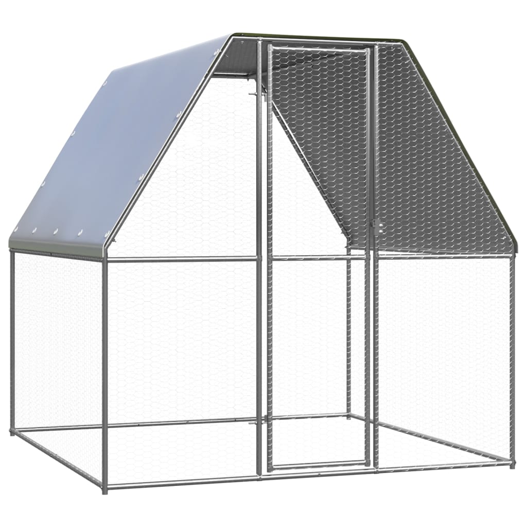 Klatka dla kurcząt, srebrno-szara, 2x2x2 m, stal galwanizowana