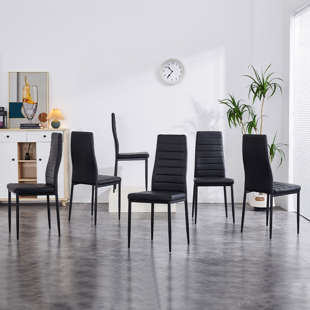 TEENO Lot de 6 Chaises de Salle à Manger, Noir - 4