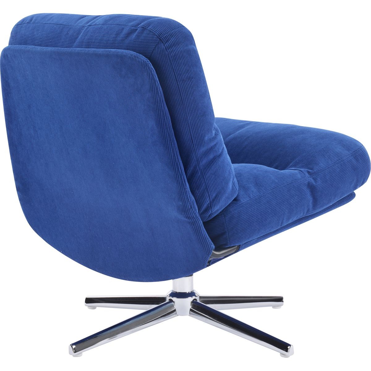 Fauteuil pivotant en velours côtelé bleu électrique et piètement chromé - Julia - 5