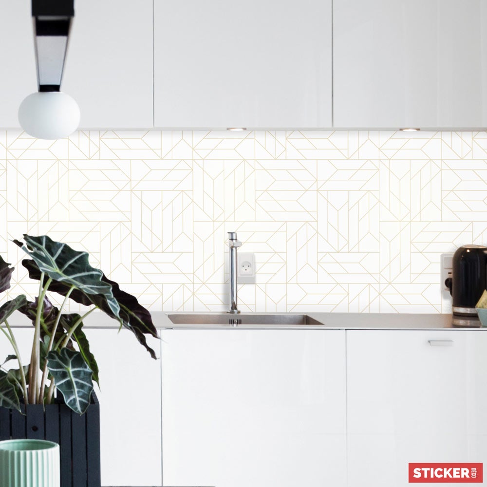 Salpicadero de cocina adhesivo art deco geométrico - 100 x 40 cm