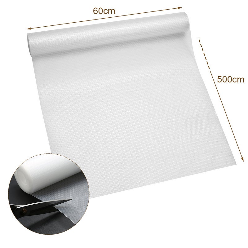 Revestimiento antideslizante para cajones, de EVA transparente y no adhesivo, para proteger el frigorífico de la cocina, blanco, 60 x 500 cm - 2