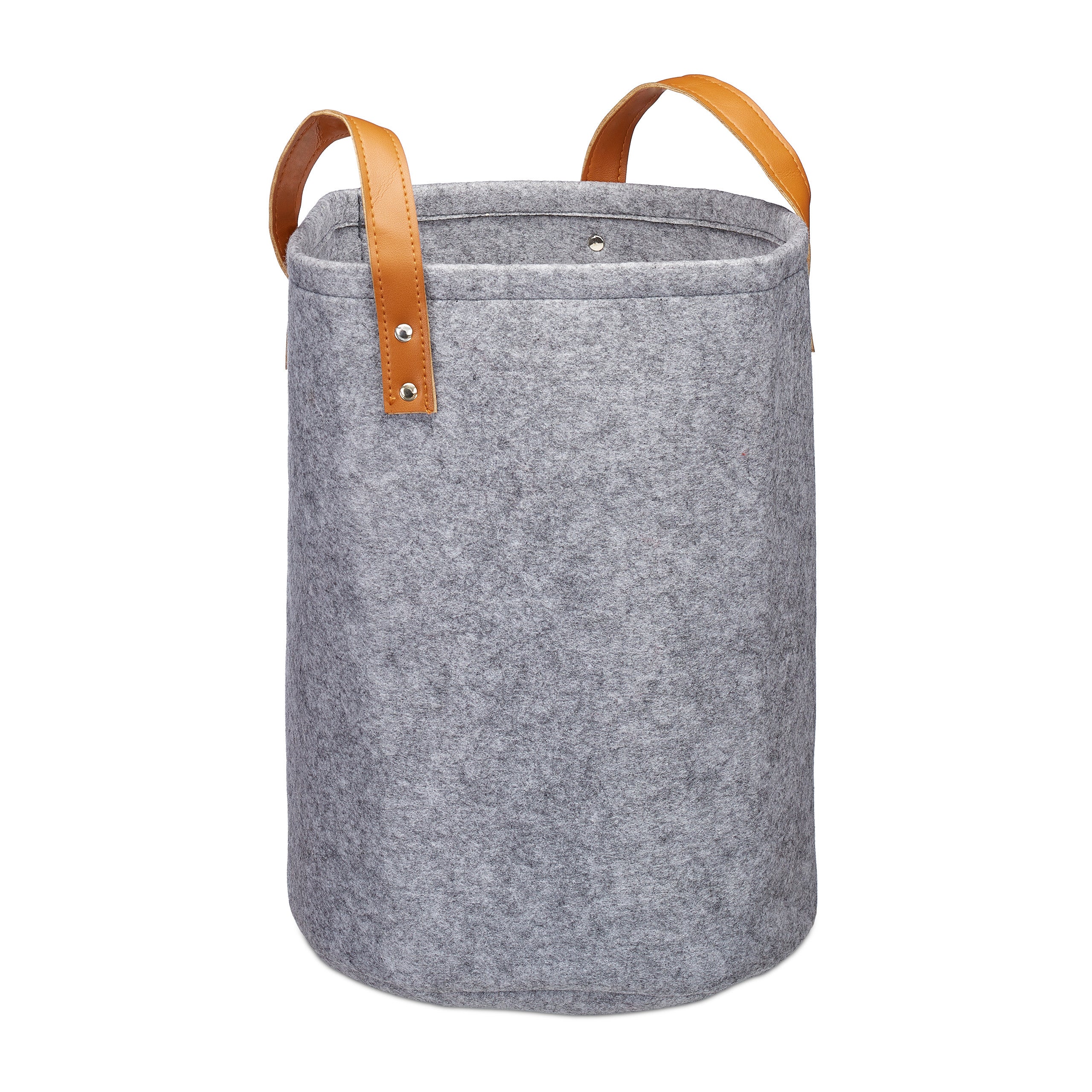 Panier à lessive en feutre, poignée, 28l corbeille de rangement chambres, bain,HxD45 x 30 cm,anthracite, Relaxdays - 8