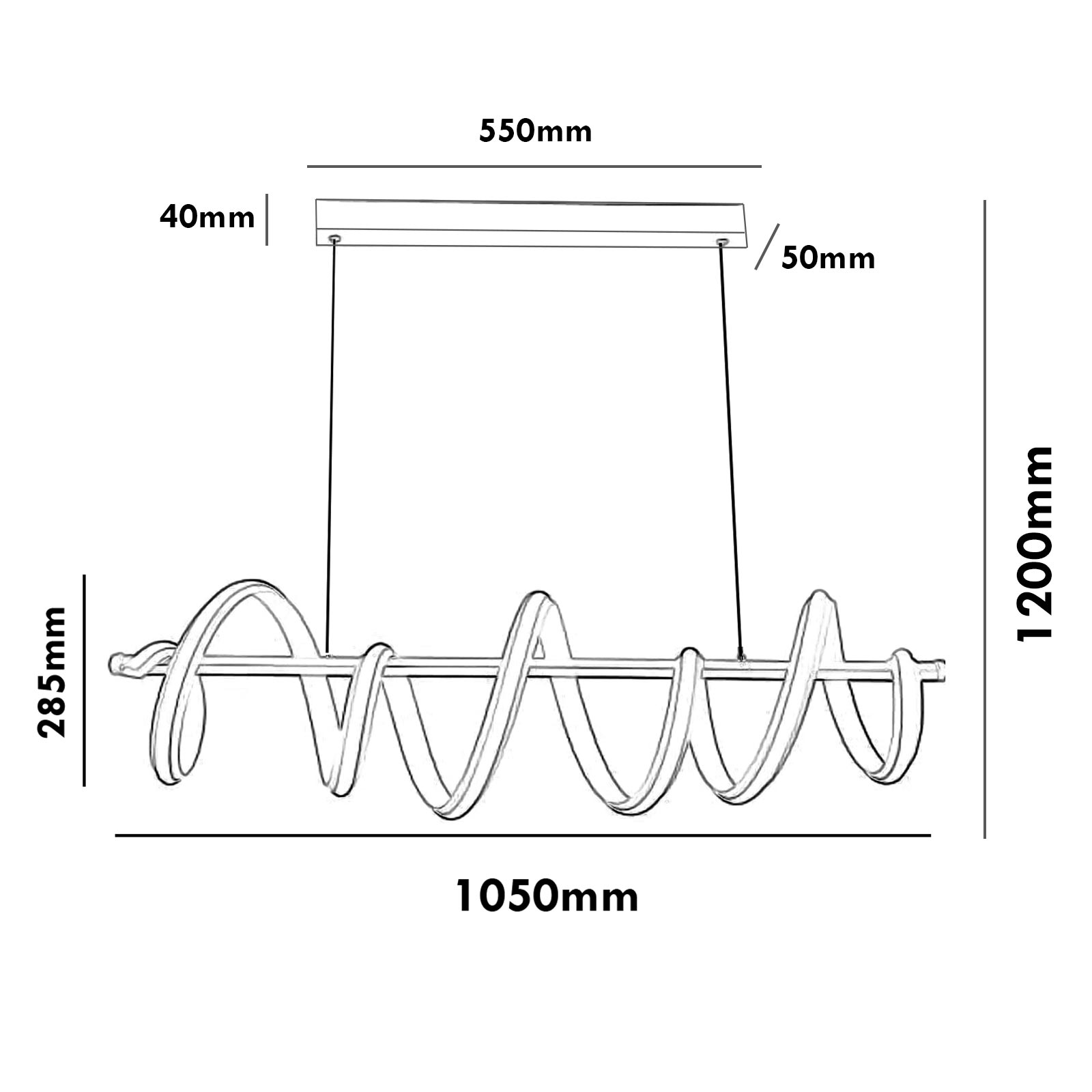 Suspension LED stylisée 60 W CCT 3000 K à 6500 K Design moderne Lampe suspendue Cuisine Salon Éclairage de table - 6
