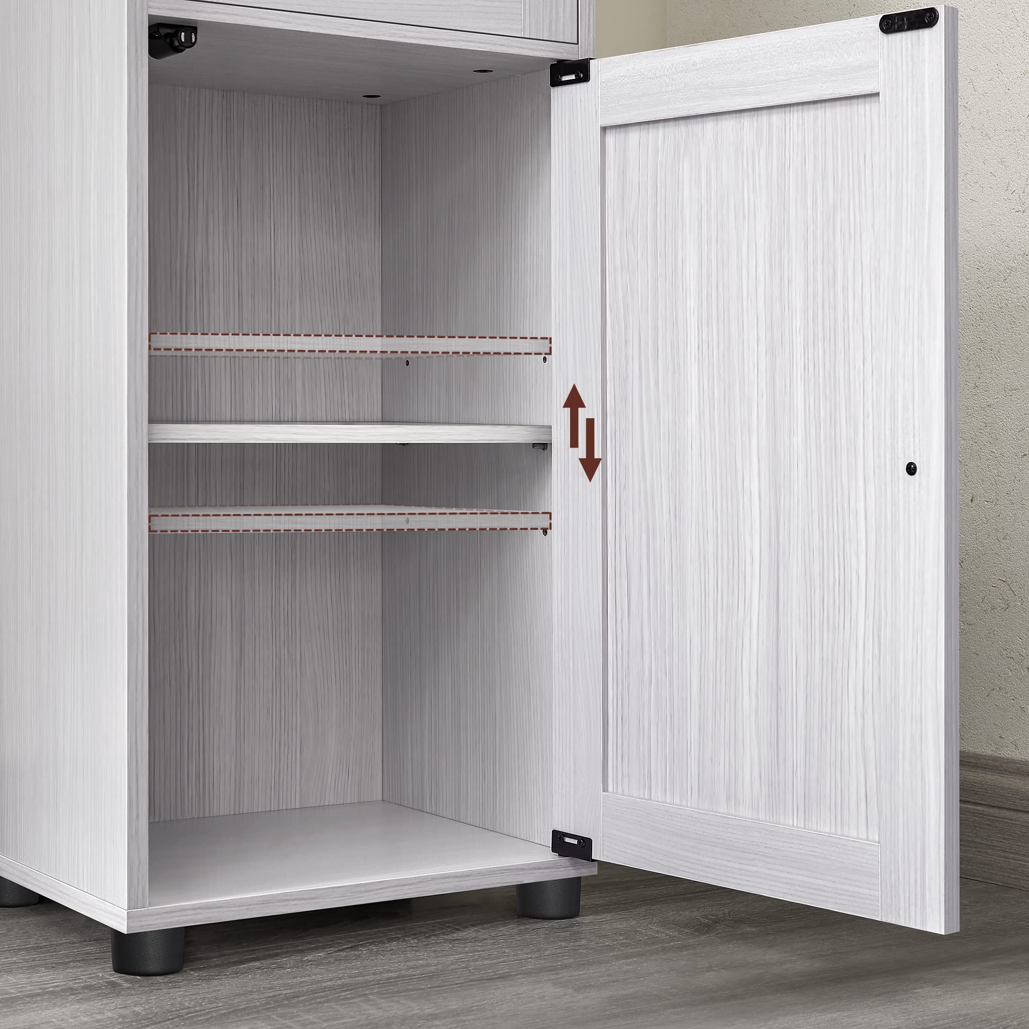 Armoire De Salle De Bain à Porte, Tiroir, Compartiment, 40 x 30 x 165 cm, Blanc érable - 8