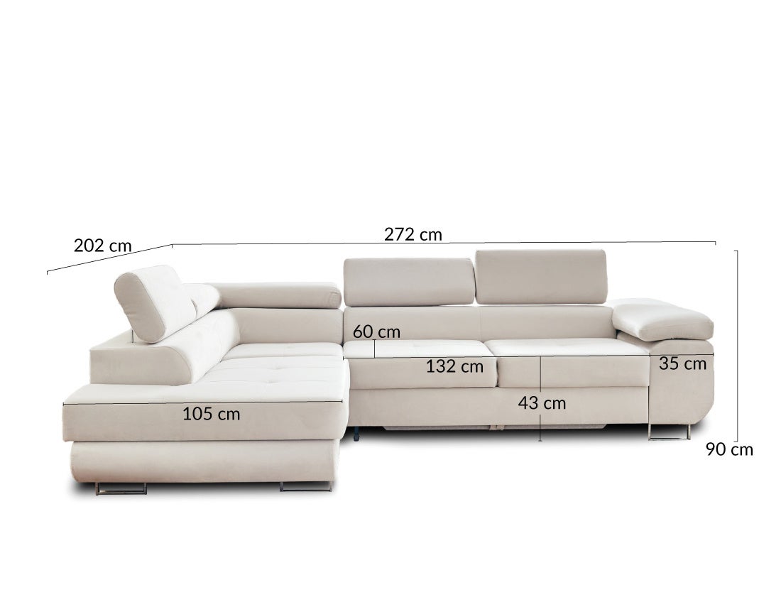Canapé d'angle gauche convertible 5 places en velours vert - PABLO - Best Mobilier - 8