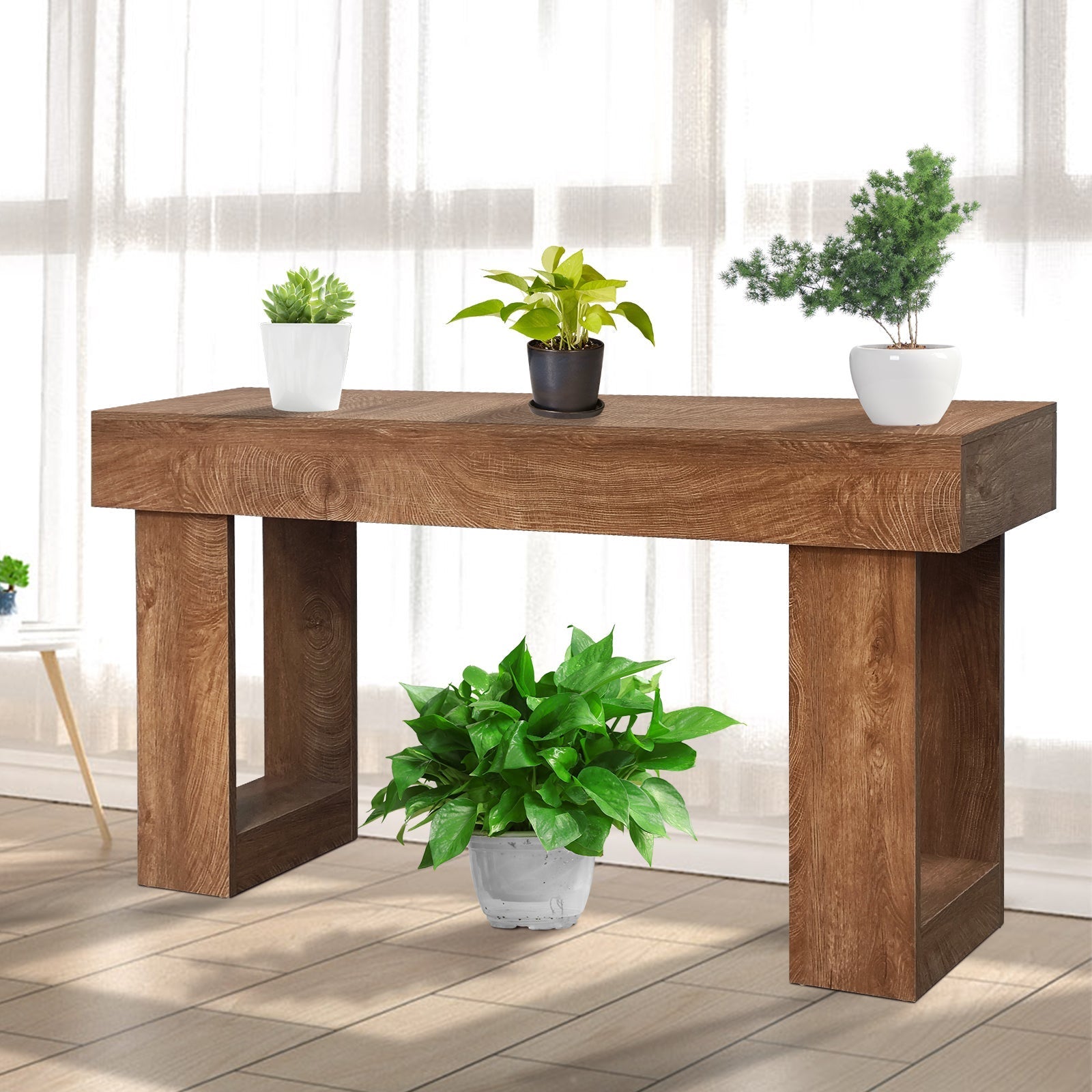 Table console 160 cm en bois massif, style ferme rustique, grande ...