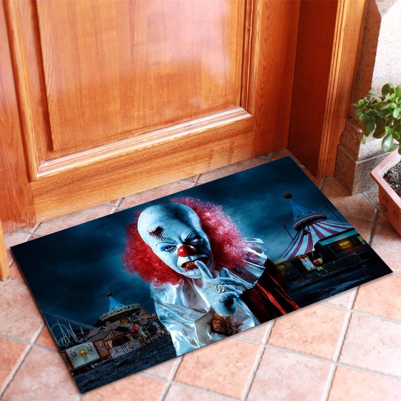 Wycieraczka 3D na Halloween, 40 x 60 cm, wzór klauna, antypoślizgowa, trwała, można prać w pralce, nadaje się do dekoracji wewnątrz i na zewnątrz.