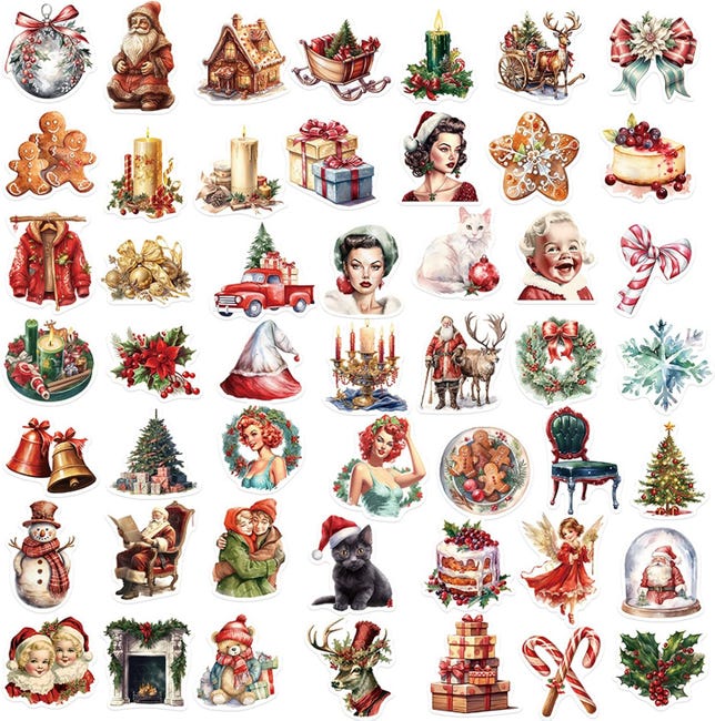 Gommettes - Collection rétro - Boîte de décoration - Autocollants thématiques - Pour enfants Gommettes - Collection rétro - Boîte de décoration - Autocollants thématiques - Pour enfants
