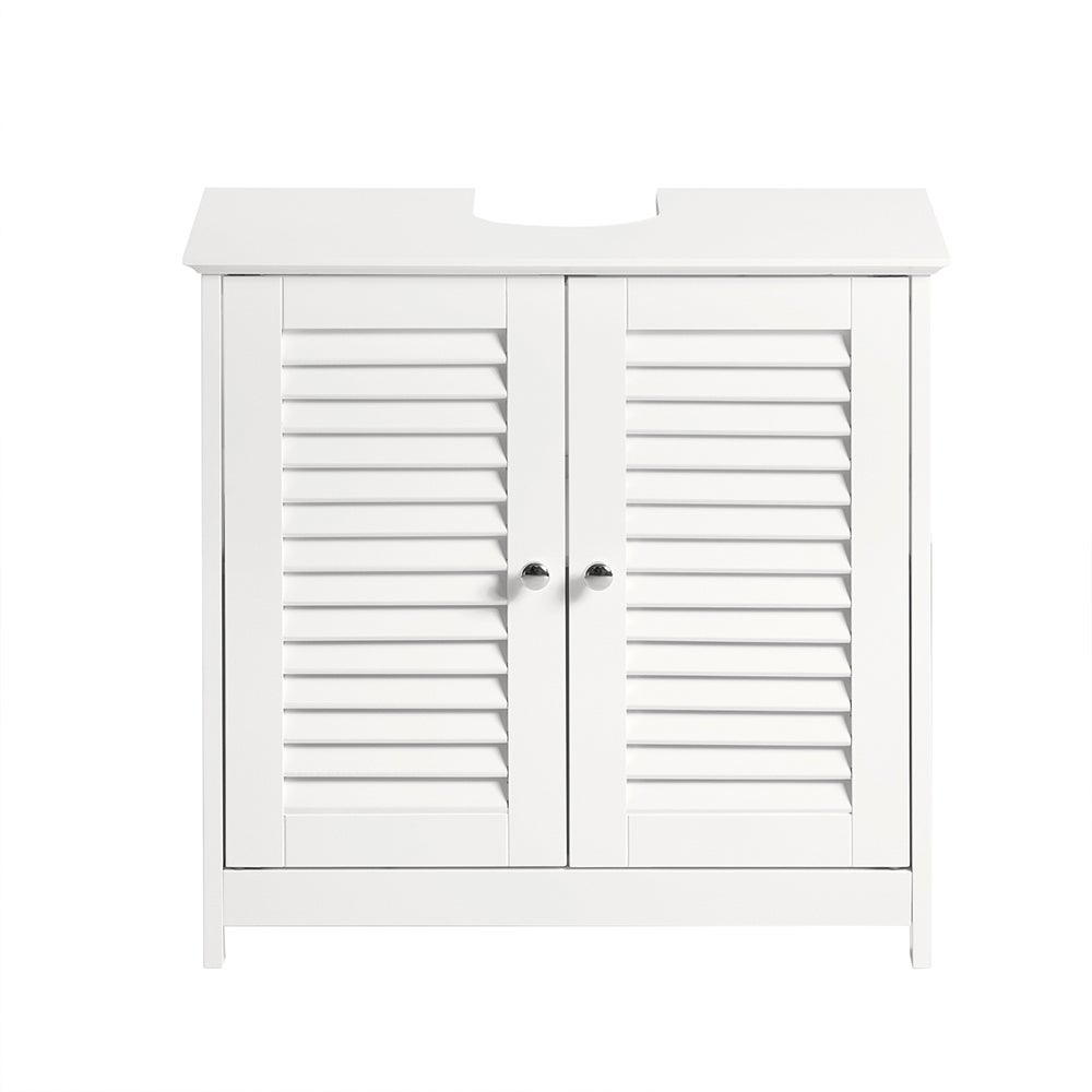 SoBuy BZR185-W Meuble Sous-Lavabo, Meuble Sous-Vasque, Placard de Rangement, 2 Étagères, 2 Portes Coulissantes, L60 x P30 x H60 cm, Blanc | Leroy Merlin