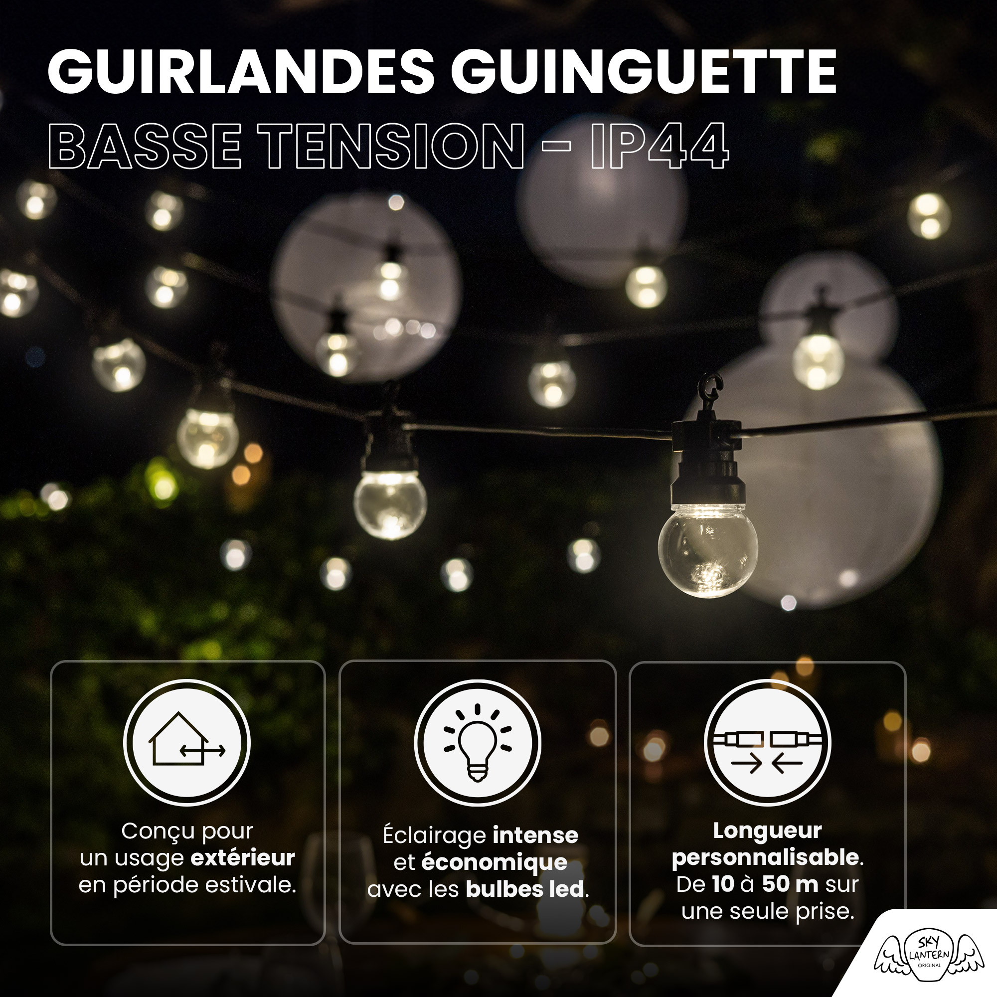 Kit Guirlande Guinguette 20M Transparent SKYLANTERN - 2