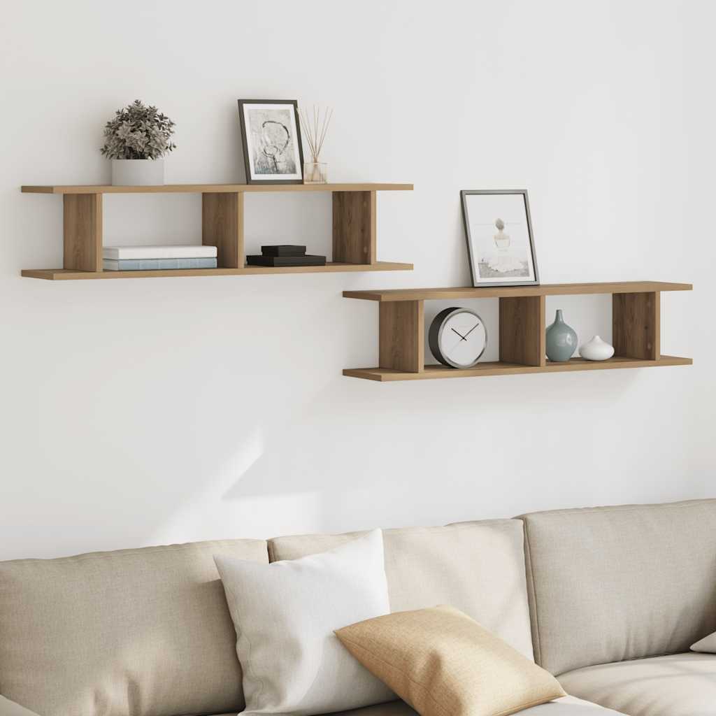 Maison exclusive - estantes pared 2uds madera ingeniería roble artisian 90x18x20cm