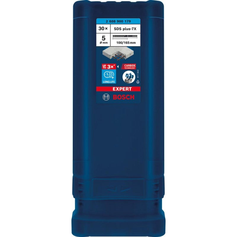 Broca para martillo EXPERT SDS plus-7X de 5 x 100 x 165 mm, 30 unidades