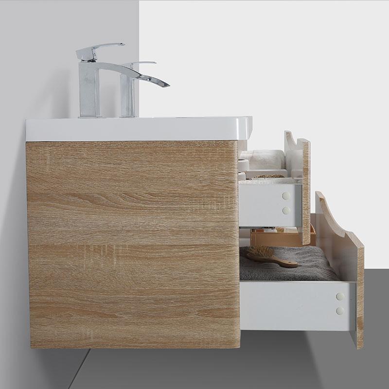 Meuble salle de bain design double vasque PIACENZA largeur 120 cm chêne clair - 4