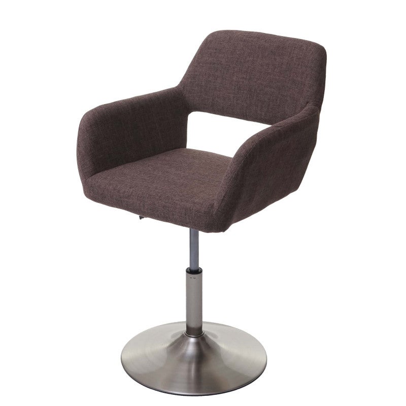 Krzesło do jadalni HWC-A50 III, krzesło kuchenne, styl retro lat 50., materiał/tkanina ~ brązowe, szczotkowane nogi