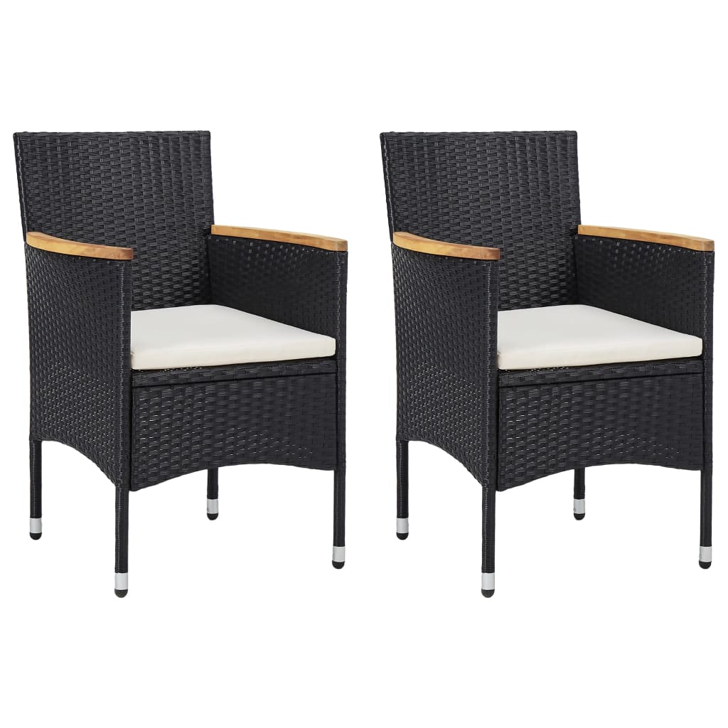 Ensemble à dîner de jardin 3 pcs Noir Résine tressée et acacia 4 - 5