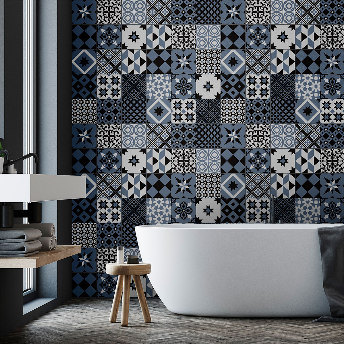 30 vinilos baldosas de cemento azulejos gomez - adhesivo de pared - revestimiento sticker mural decorativo - 30stickers15x15cm