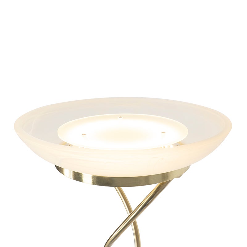 Qazqa moderne lampadaire uplighter avec bras de lecture - Empoli - doré/laiton, led intégrée 30w incluse, Integrated led, 2000k - 5
