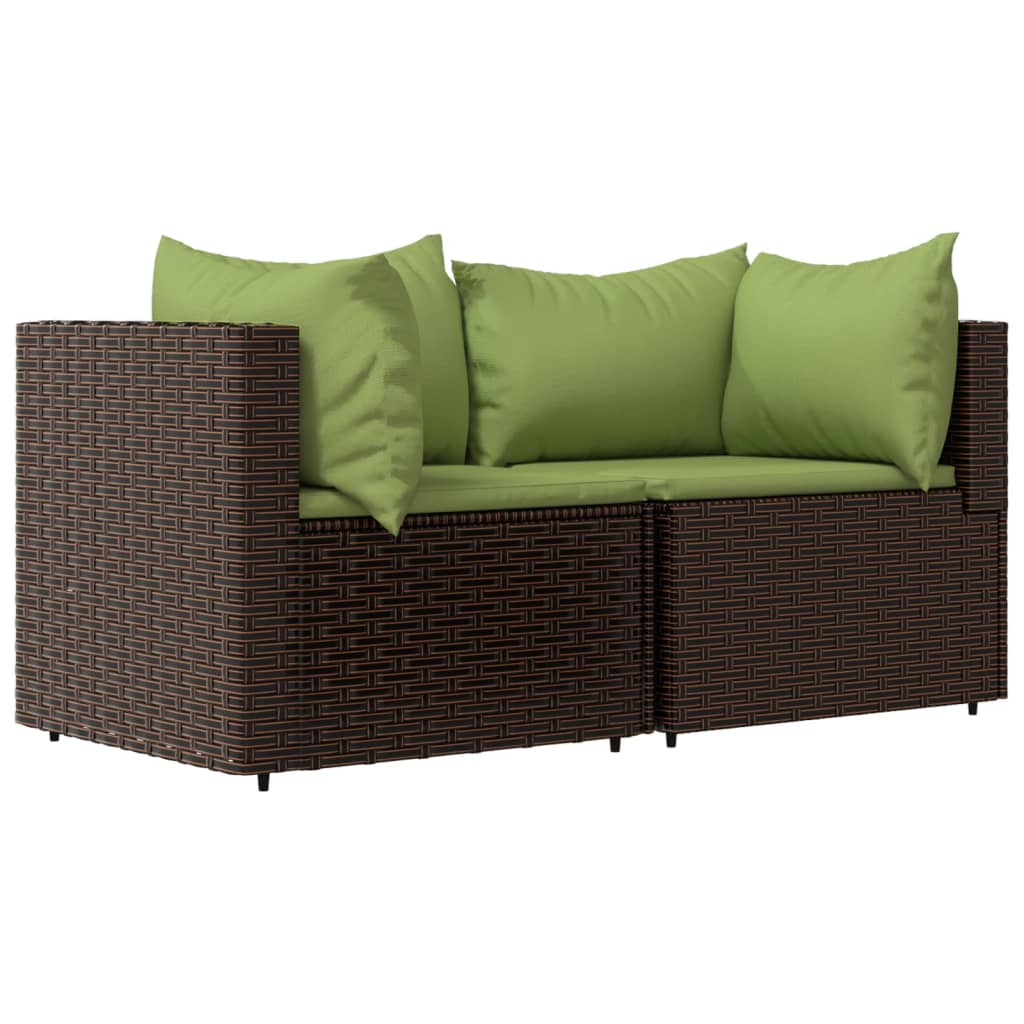VidaXL Canapés D'Angle De Jardin 2 Pcs - Salon Extérieur Résine Tressée Noir Avec Coussin