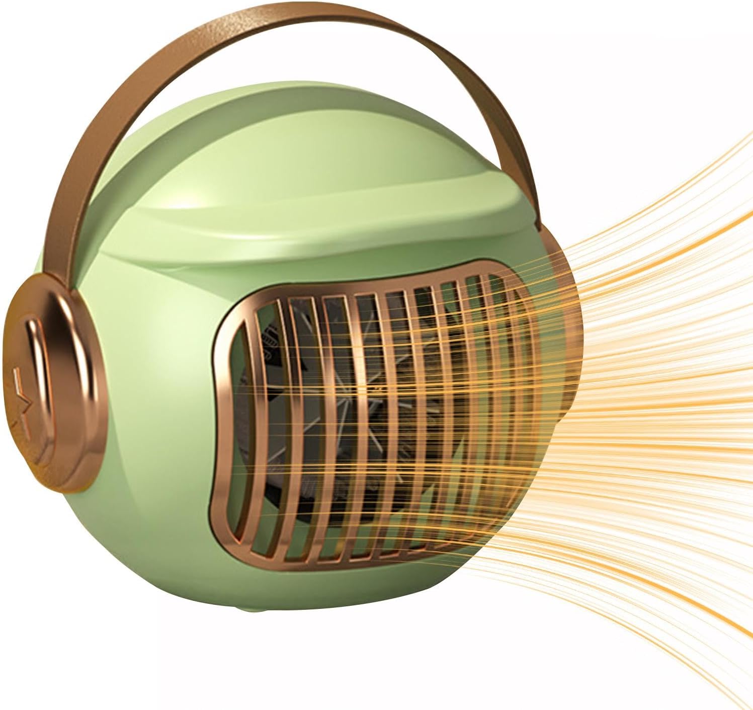 Zielony przenośny grzejnik stołowy, mały grzejnik stołowy, grzejnik elektryczny – mały, lekki grzejnik z zabezpieczeniem przed przewróceniem do s