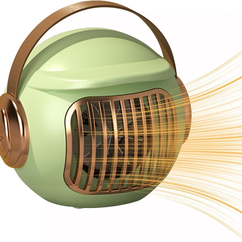 Zielony przenośny grzejnik stołowy, mały grzejnik stołowy, grzejnik elektryczny – mały, lekki grzejnik z zabezpieczeniem przed przewróceniem do s