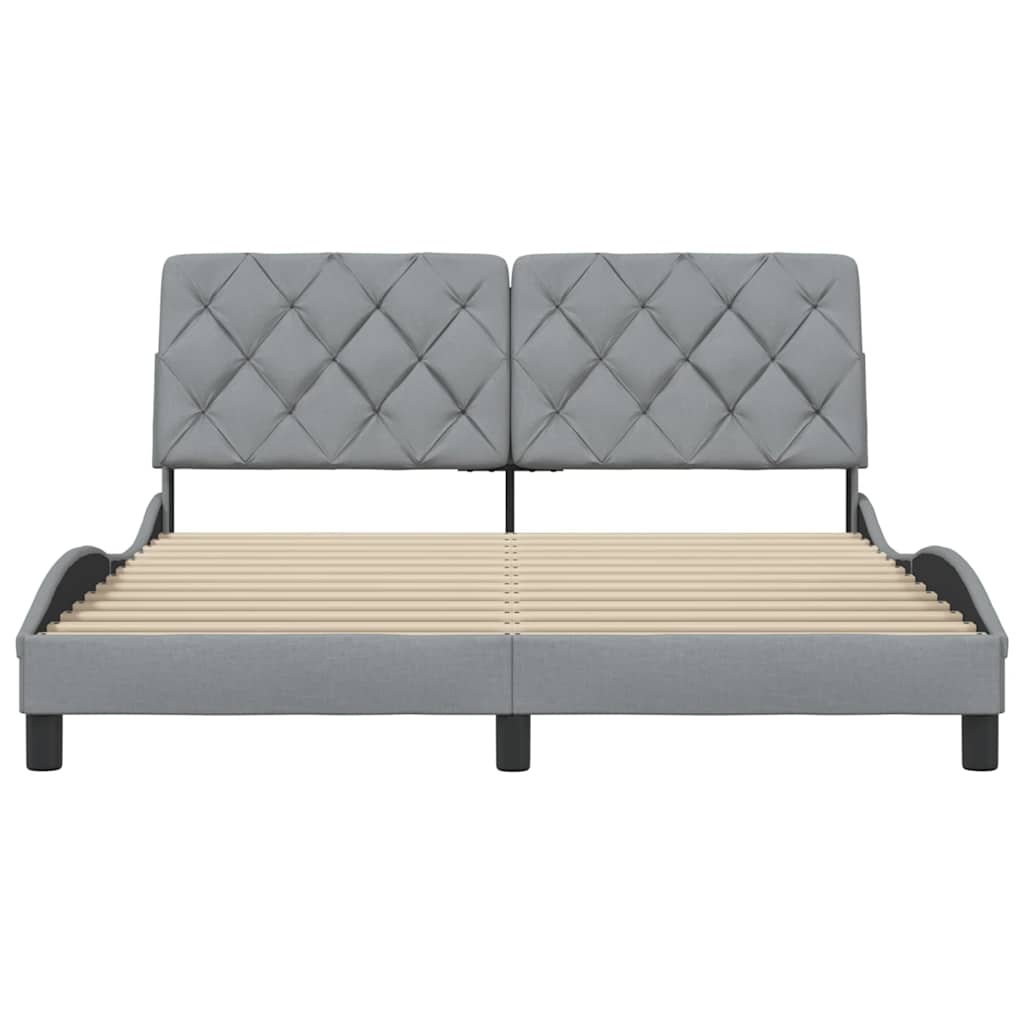 Cadre de lit sans matelas gris clair 160 x 200 cm en tissu - 5