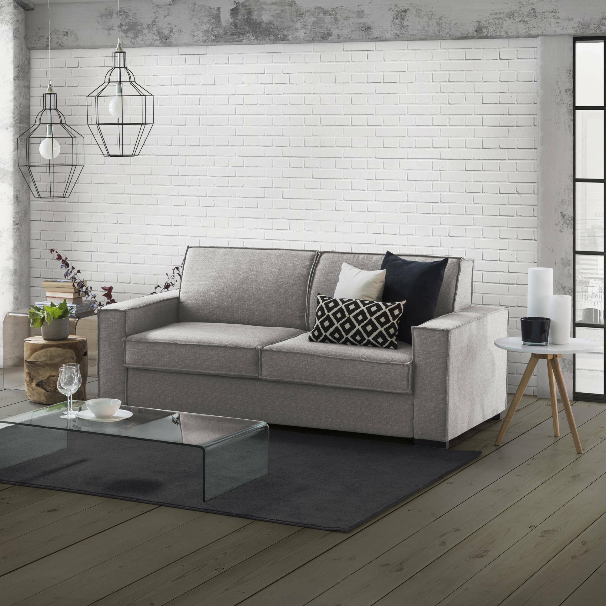 Sofá fijo 2 plazas adriana, sofá de salón en tela, reposabrazos estándar, 100% made in italy, 180x95h90 cm, gris