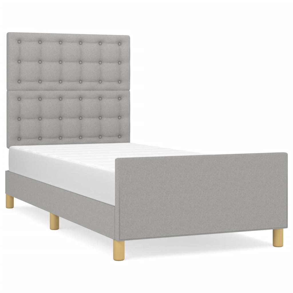 Cadre de lit sans matelas gris clair 100 x 200 cm tissu - 2