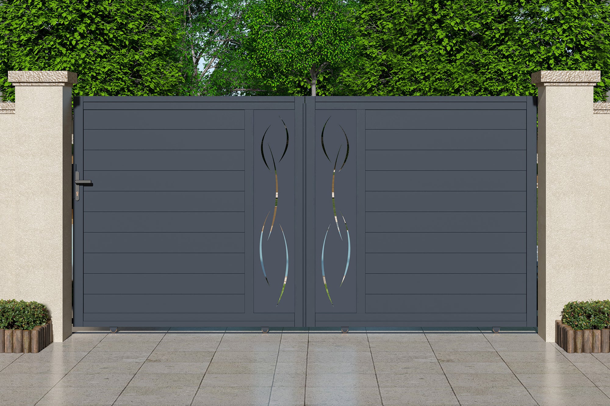 Brama przesuwna 4m LIFE wys. 180cm szare aluminium