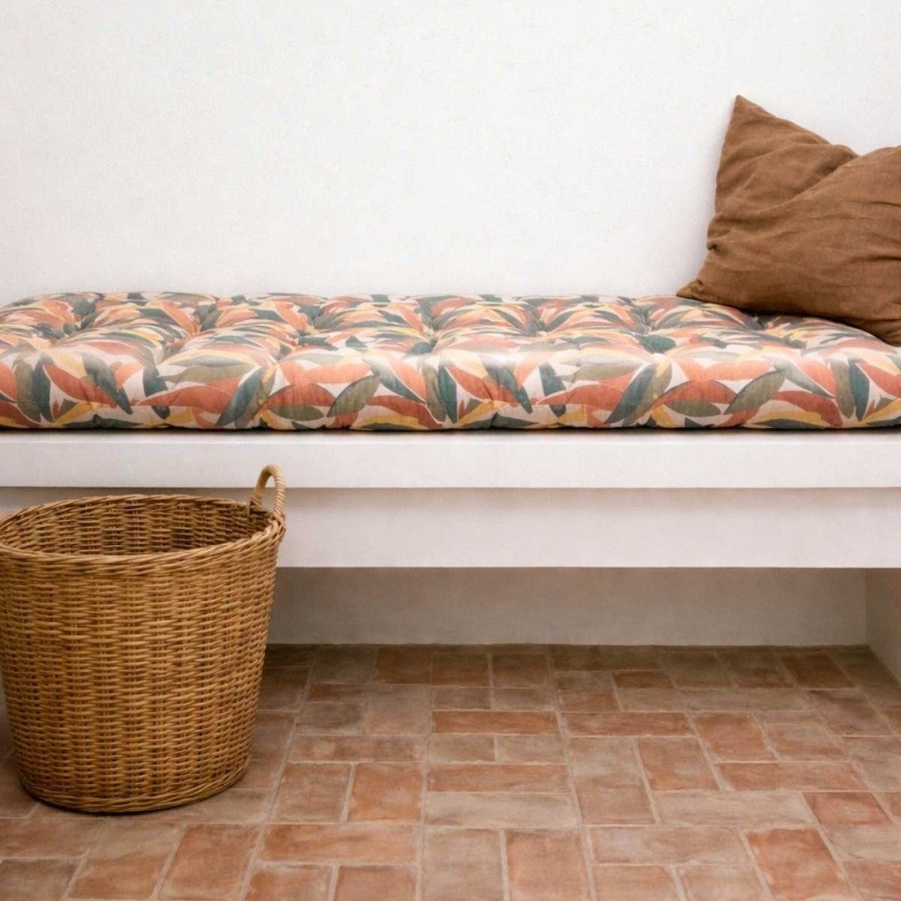 Coussin banc effet lin déperlant & anti-uv imprimé coloré 120x40cm - Ornami - 2