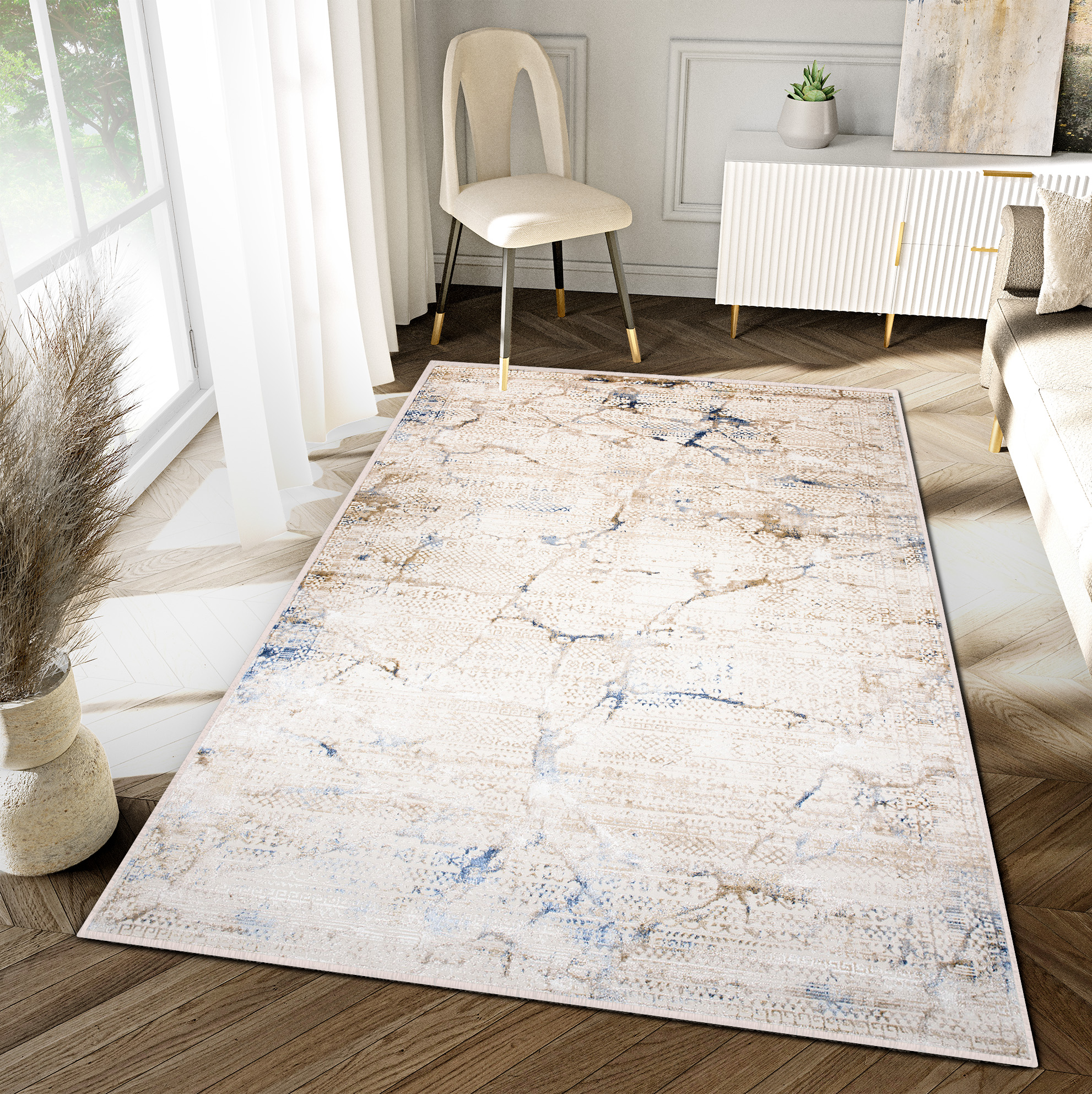 Lahome Tappeto Moderno In Iuta Lavabile 160x180 Cm (5'x7') - Design Arcobaleno Geometrico, Antiscivolo, A Pelo Basso, Perfetto Per Soggiorno, Sala Da Pranzo, Ufficio E Camper