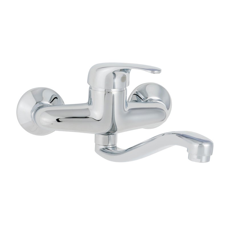 DELINIA - Bateria kuchenna ścienna NATU - Mosiądz chromowany - Szer. 27 x wys. 13,5 cm