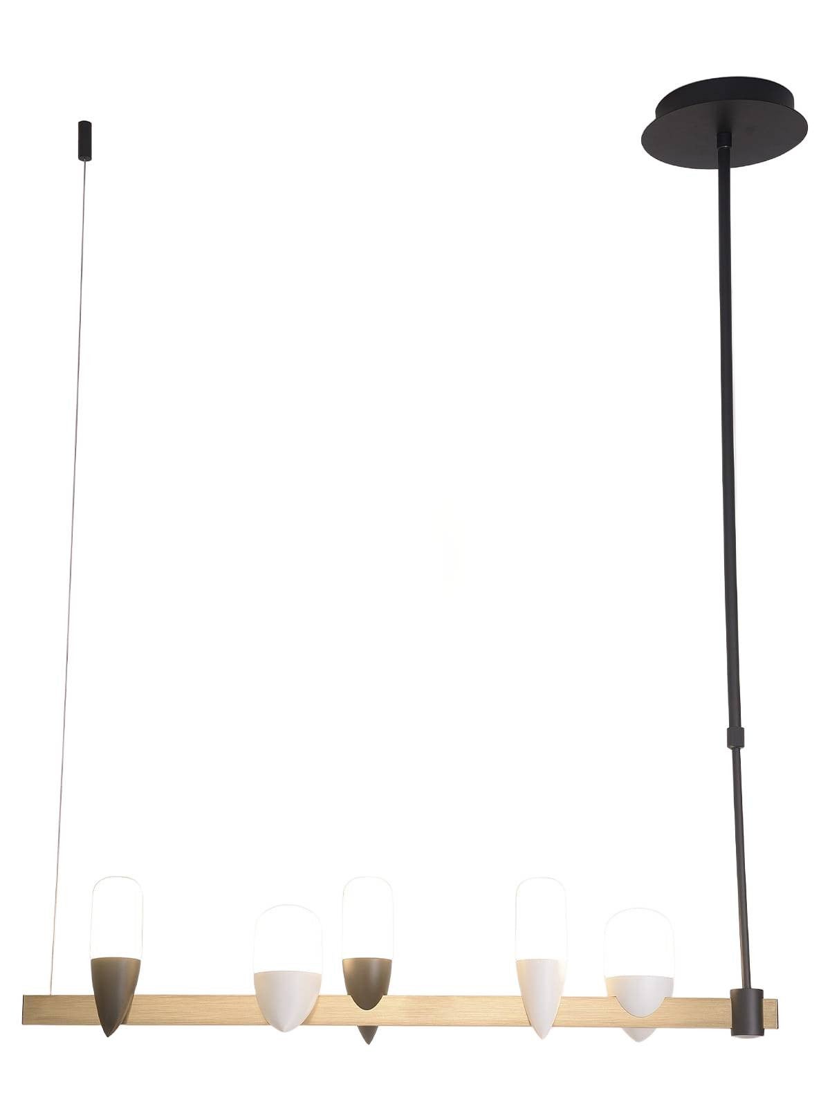 Lampa wisząca SAKAI LED 54W Ciepła biel 1750lm czarna-jasne drewno-brązowa wym: 130 x 85 x 18 cm Candellux