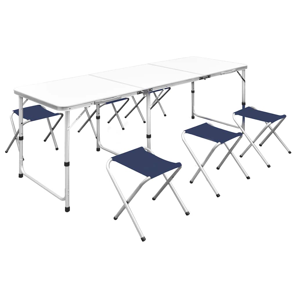 Mesa de camping plegable ajustable con 6 taburetes 180x60 cm vidaxl