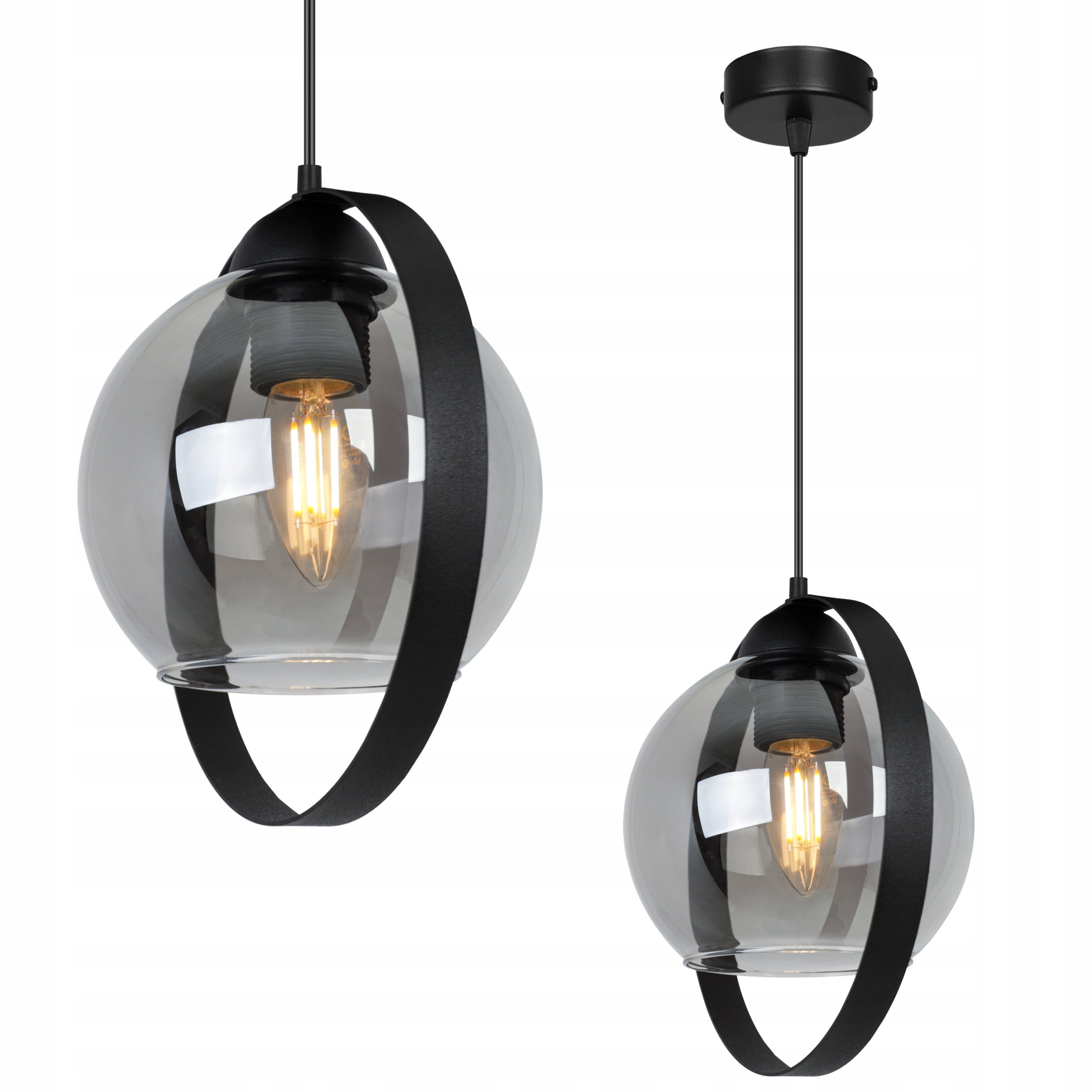Lampa sufitowa wisząca Ring Haga modern 1xE27 abażur pierścień grafitowy Light Home LH