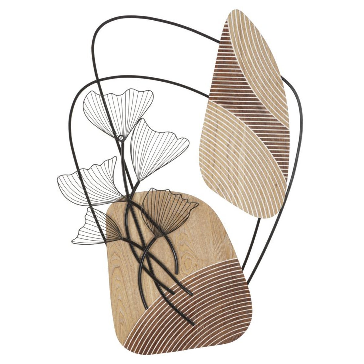 Dekoracja z Metalu i Drewna Liść 54, Metal, Brązowy, Seven Design