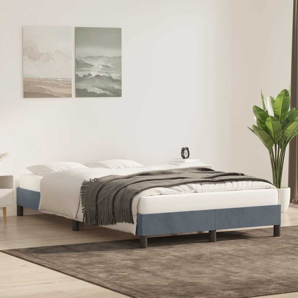 Cadre de lit sans matelas gris foncé 120 x 220 cm velours - 3