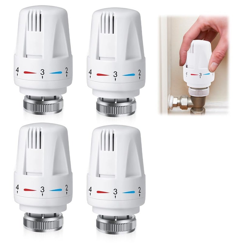4 szt. Głowica termostatyczna M30x1.5 Zawór grzejnikowy termostatyczny Kran Wymiana Głowica zamienna Dom Biuro