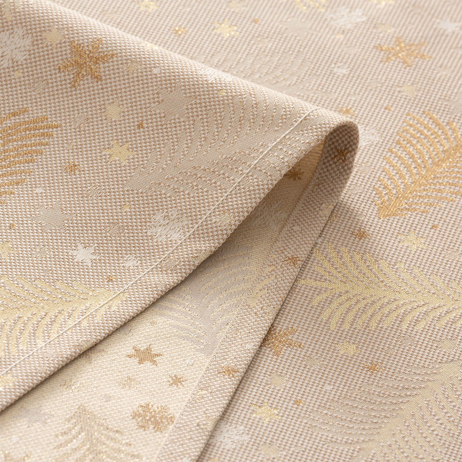 Tovaglia di Natale quadrata in cotone jacquard beige e oro 140x140 cm - Christree - 4