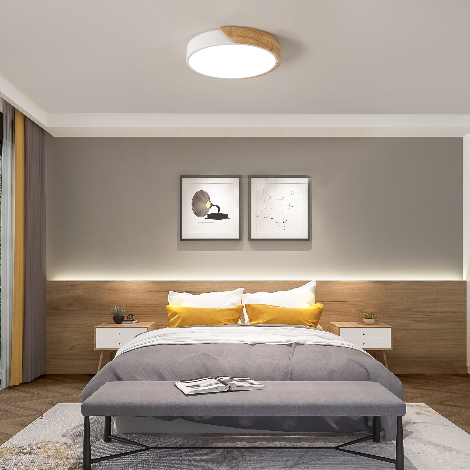 GOECO Plafonnier LED Blanc 30W, 30*5cm, Lumière Neutre 4500K, Convient pour le Salon, la Chambre, la Cuisine, le Couloir - 4