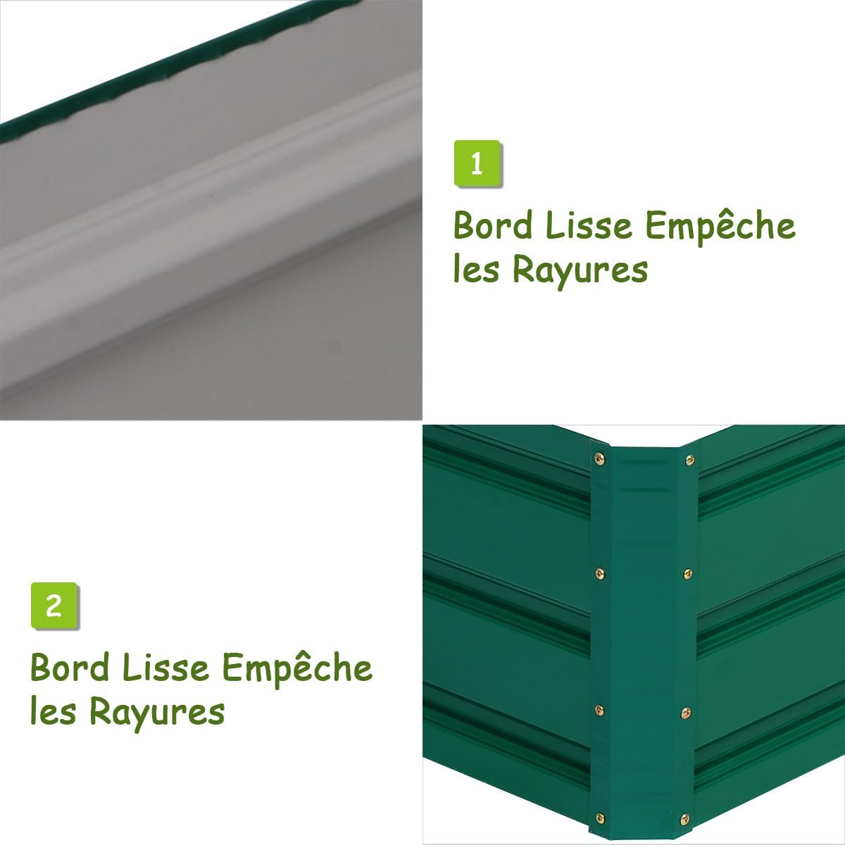 Carre Potager de Jardin 120 x 90 x 30 CM, Jardinieres Exterieur Métallique avec Fond Ouvert en Plein Air, Haut pour Légumes, Fleurs, Vert Foncé - 4