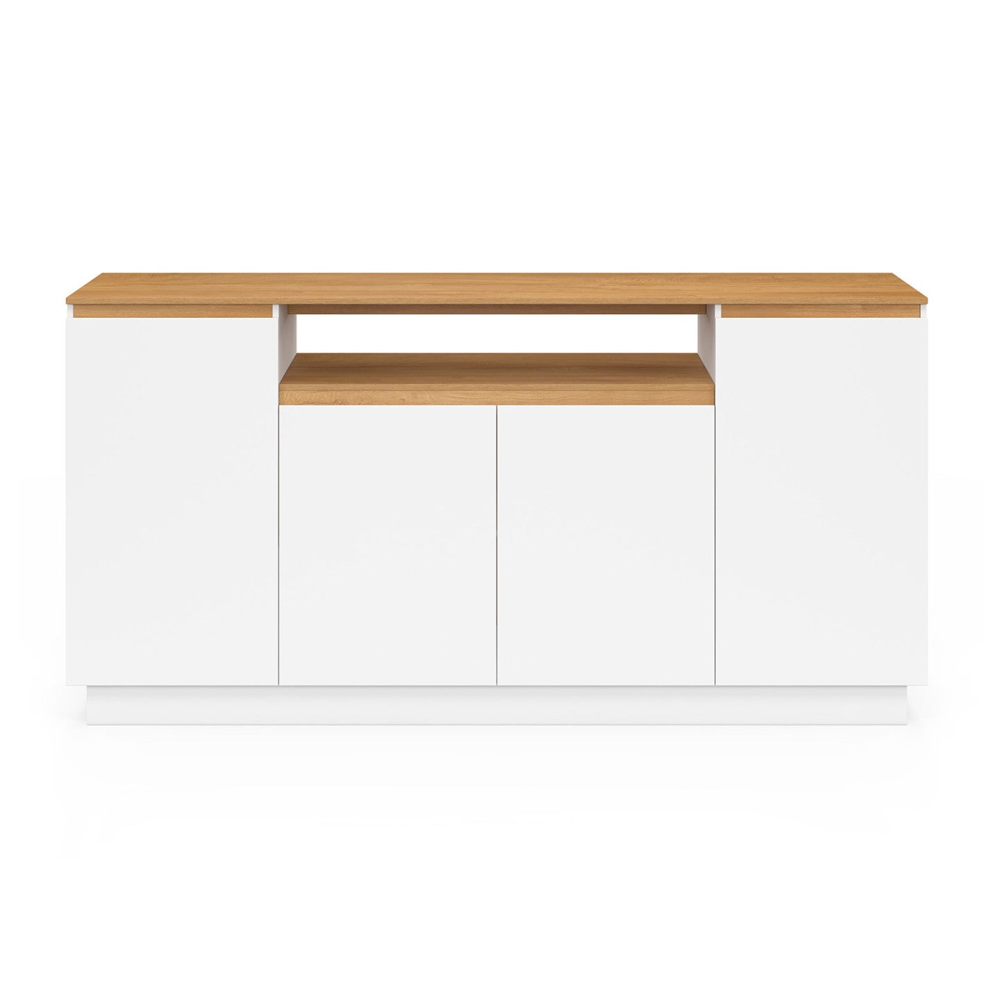 Buffet 160 cm SERENA 4 portes avec niche centrale blanc et plateau effet bois - 3